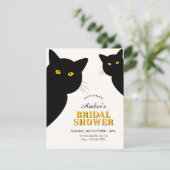 Schwarze Katzen-Brautparty Einladung (Stehend Vorderseite)