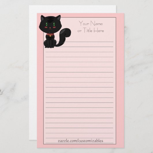 Schwarze Katzen-Briefpapier Briefpapier (Vorne/Hinten)