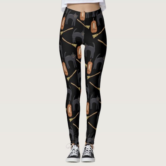 Schwarze Katzen, Brüder, Kürbiskröten | Halloween Leggings (Vorderseite)