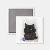 Schwarze Katzen-Cartoon Magnet (Vorderseite/Rückseite)
