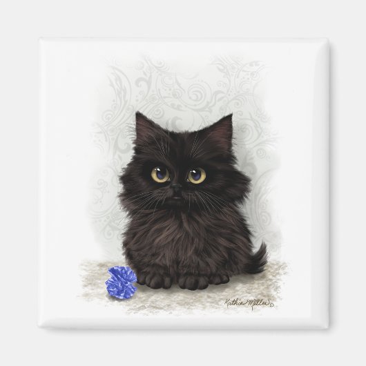 Schwarze Katzen-Cartoon Magnet (Vorne)