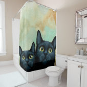 Schwarze Katzen der Katze 607 Duschvorhang (Beispiel)