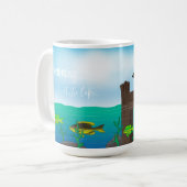 Schwarze Katzen Fischen groß Kaffeetasse (Vorderseite Links)