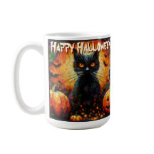 Schwarze Katzen Fledermäuse Kürbisse Whimsical Per