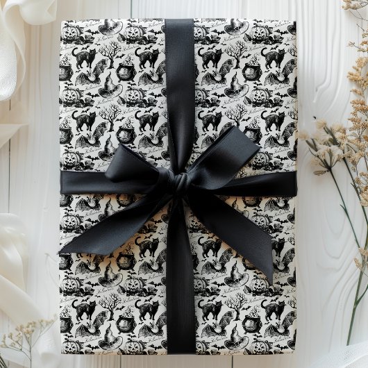 Schwarze Katzen, Fledermäuse und Kürbiskins Hallow Geschenkpapier