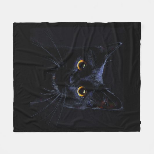 Schwarze Katzen-Fleece-Decke Fleecedecke (Vorderseite (Horizontal))