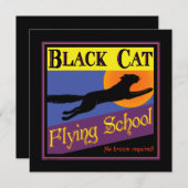 Schwarze Katzen Flying School individuelle Einladu Einladung (Vorne/Hinten)