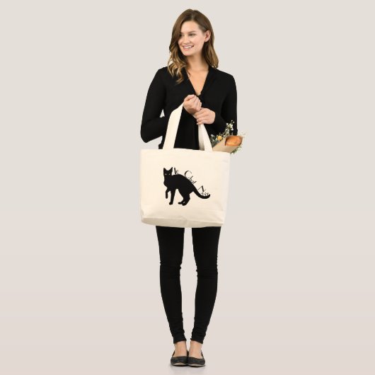Schwarze Katzen-Franzose-Tasche Le Chat Noir Jumbo Stoffbeutel (Vorderseite (Model))