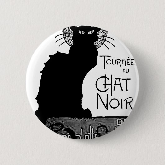 Schwarze Katzen-Franzosen Halloweens fassen Button (Vorderseite)