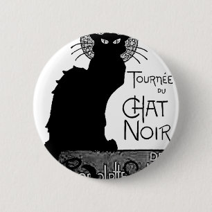 Schwarze Katzen-Franzosen Halloweens fassen Button