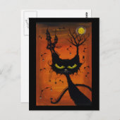 Schwarze Katzen-Gasthaus-Postkarte Postkarte (Vorne/Hinten)