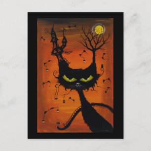 Schwarze Katzen-Gasthaus-Postkarte Postkarte