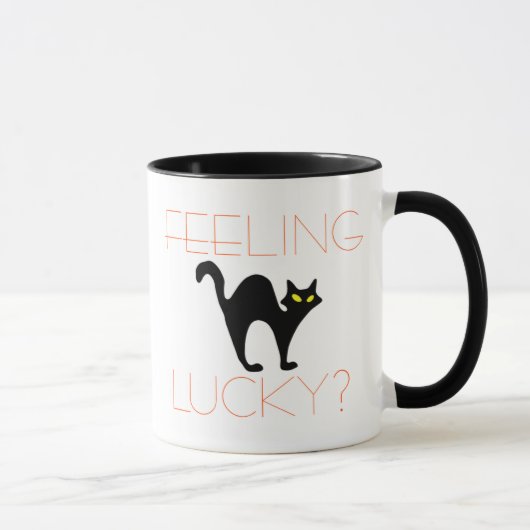 Schwarze Katzen-Gefühl glückliches | lustiges Tasse (Rechts)