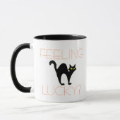 Schwarze Katzen-Gefühl glückliches | lustiges Tasse (Links)
