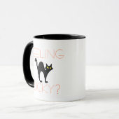 Schwarze Katzen-Gefühl glückliches | lustiges Tasse (Vorderseite Links)