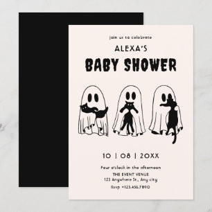 schwarze Katzen-Geist lustige Babyparty Einladung