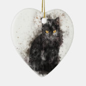 Schwarze Katzen-Gelb-Augen Keramik Ornament (Rechts)
