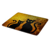 Schwarze Katzen-Gelb-Glasbeschaffenheits-moderne Schneidebrett (Ecke)