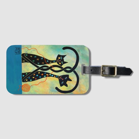 Schwarze Katzen-Gepäckanhänger Gepäckanhänger (Vorderseite (Horizontal))