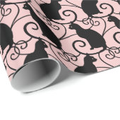 Schwarze Katzen Geschenkpapier (Rolleneckpunkt)