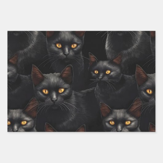 Schwarze Katzen Geschenkpapier Set (Vorderseite 2)