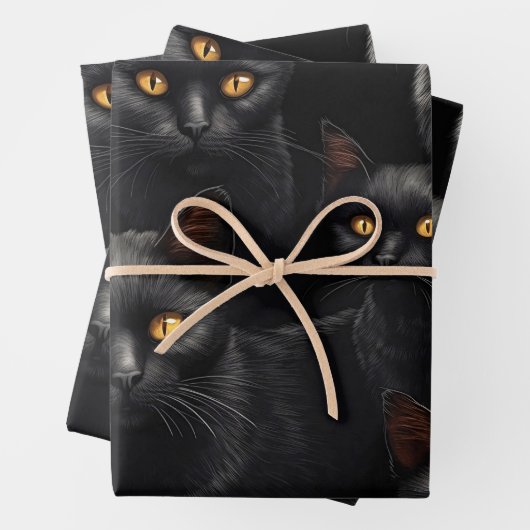 Schwarze Katzen Geschenkpapier Set (Beispiel)