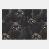 Schwarze Katzen Geschenkpapier Set (Vorderseite)