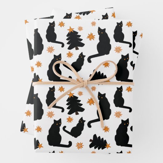 Schwarze Katzen Geschenkpapier Set (Beispiel)