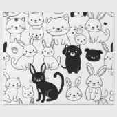 Schwarze Katzen-Geschenkverpackungspapier  Geschenkpapier (Flach)