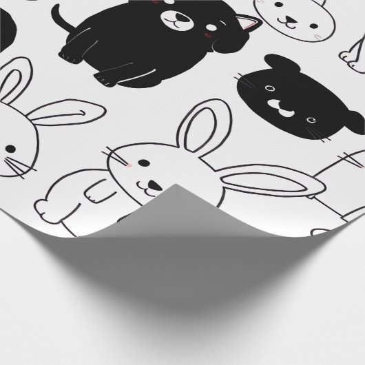 Schwarze Katzen-Geschenkverpackungspapier  Geschenkpapier (Ecke)