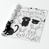 Schwarze Katzen-Geschenkverpackungspapier  Geschenkpapier (Ungerollt)