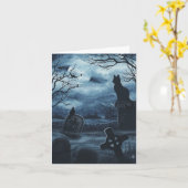 Schwarze Katzen-Gesellschafts-Raben-freier Raum Karte (Gelbe Blume)