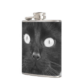 Schwarze Katzen-Gesicht - Flasche Flachmann (Links)