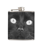 Schwarze Katzen-Gesicht - Flasche Flachmann (Vorderseite)