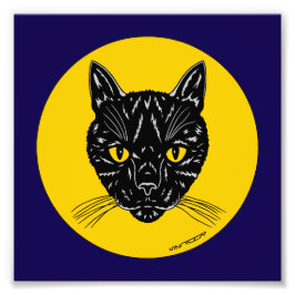 Schwarze Katzen-Gesicht-Foto-Kunst Fotodruck