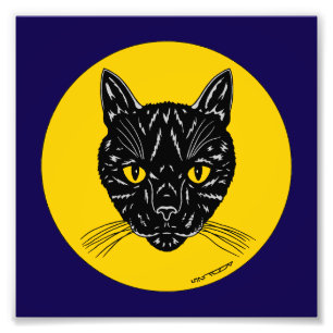 Schwarze Katzen-Gesicht-Foto-Kunst Fotodruck