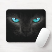 Schwarze Katzen-Gesicht mit Türkis-Augen Mousepad (Mit Mouse)