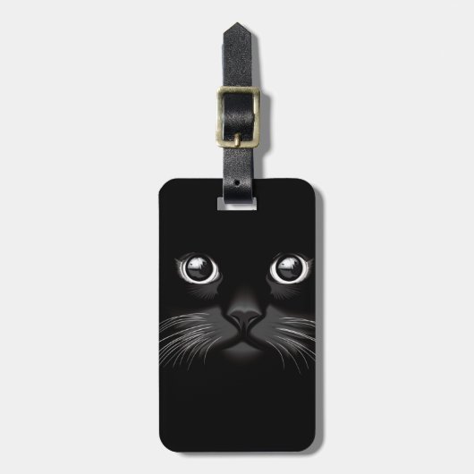 Schwarze Katzen-Gesichts-Gepäckanhänger Gepäckanhänger (Vorderseite vertikal)