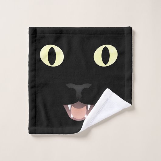 Schwarze Katzen-GesichtWashcloth Waschlappen (Waschlappen)