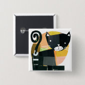 Schwarze Katzen-Gespenster Button (Vorne & Hinten)