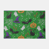 Schwarze Katzen Ghosts Fledermäuse Grünes Muster H Fußmatte (Vorderseite)