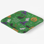 Schwarze Katzen Ghosts Fledermäuse Grünes Muster H Pappteller (Gewinkelt)