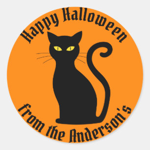 Schwarze Katzen-glückliches Halloween-Party Runder Aufkleber