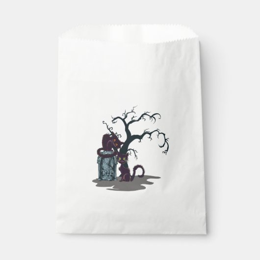 Schwarze Katzen Grabstein Tree Halloween Geschenktütchen (Vorderseite)