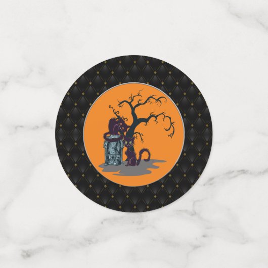 Schwarze Katzen Grabstein Tree Halloween Konfetti (Klein Vorderseite)