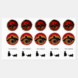 Schwarze Katzen, griesgrämige Fledermäuse Personal Etiketten