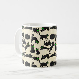 Schwarze Katzen Grüne Augen Niedliche Kätzchen War Kaffeetasse
