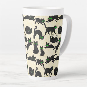 Schwarze Katzen Grüne Augen Niedliche Kätzchen War Milchtasse