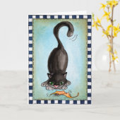 Schwarze Katzen - Grußkarte Karte (Gelbe Blume)