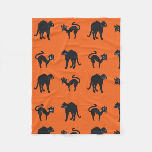 Schwarze Katzen Halloween-Decken Fleecedecke (Vorderseite)